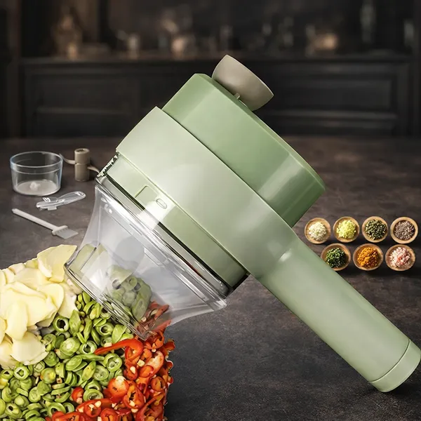 Multi-Function_Vegetable_Chopper_and_Slicer_with_6_Interchangeable_Blades_-_Green