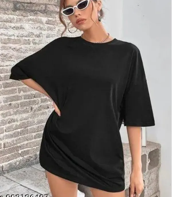 Black_Cotton_Oversized_Longline_T_Shirt_For_Girls