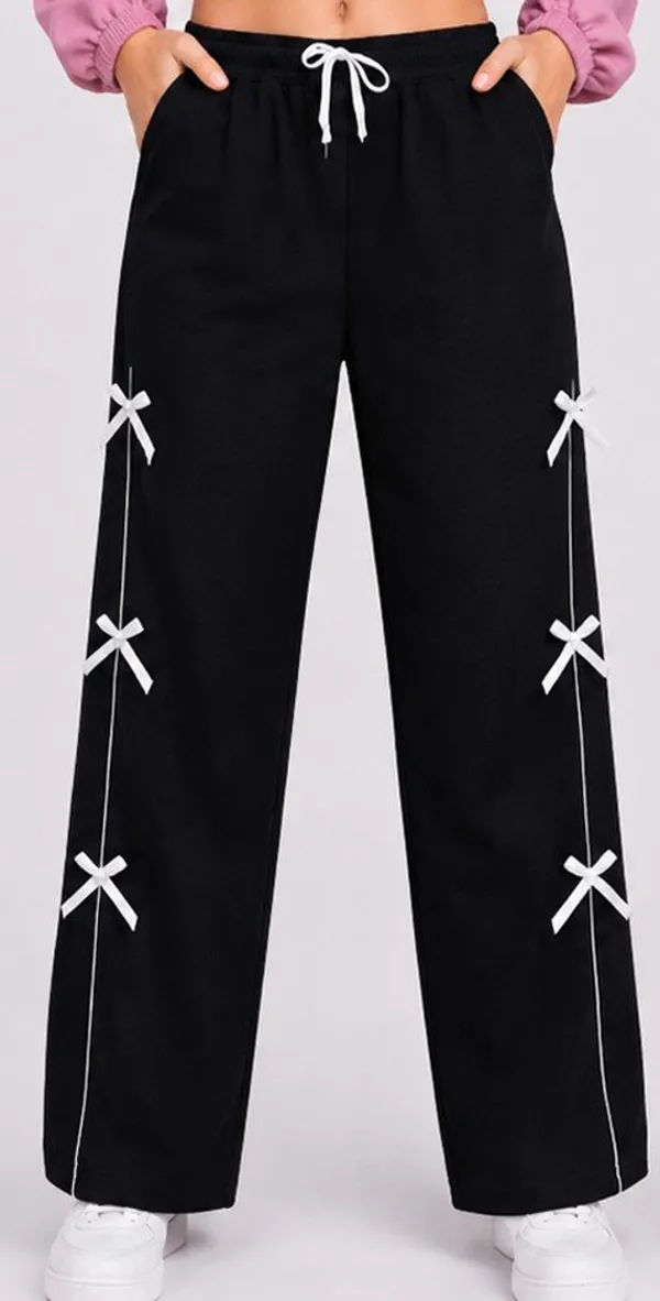 Black_Wide_Leg_Bow_Detail_Track_Pants_For_Girls