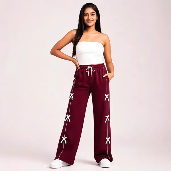 Maroon_Wide_Leg_Drawstring_Pants_With_White_Bow_Detailing