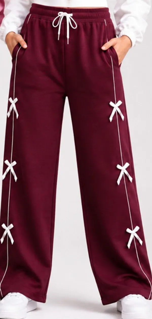 Maroon_Wide_Leg_Drawstring_Pants_With_White_Bow_Detailing