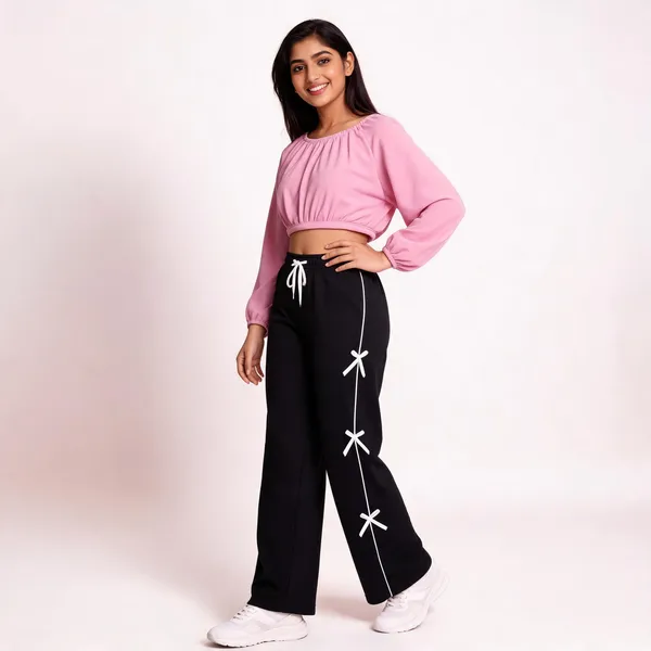 Black_Wide_Leg_Bow_Detail_Track_Pants_For_Girls