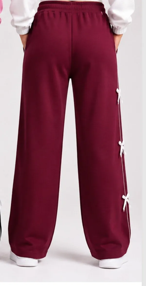 Maroon_Wide_Leg_Drawstring_Pants_With_White_Bow_Detailing