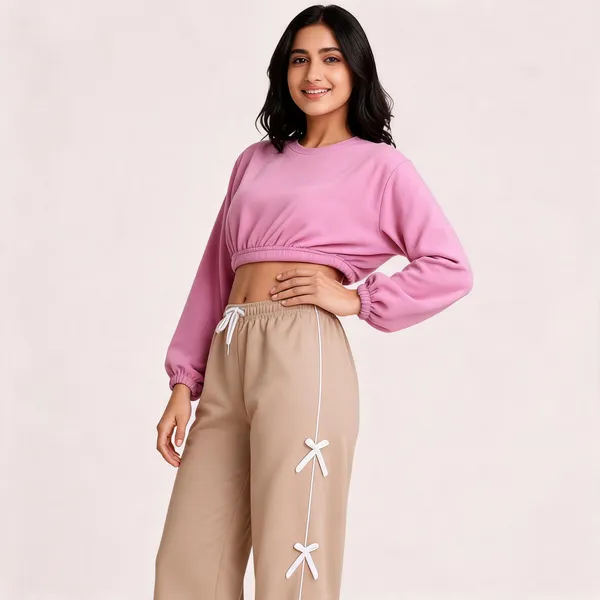Pink_Cotton_Crop_Top_With_Beige_Bow_Detail_Pants_Set_For_Girls