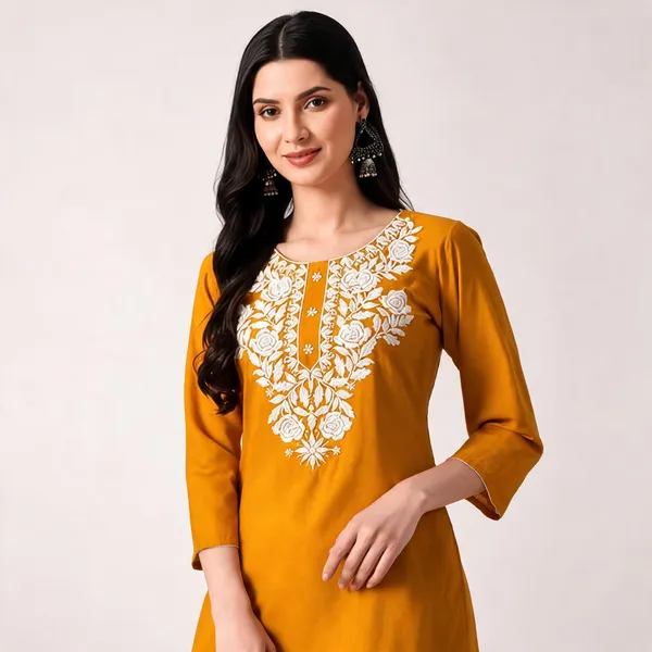 Mustard_Yellow_Embroidered_Kurta_For_Women