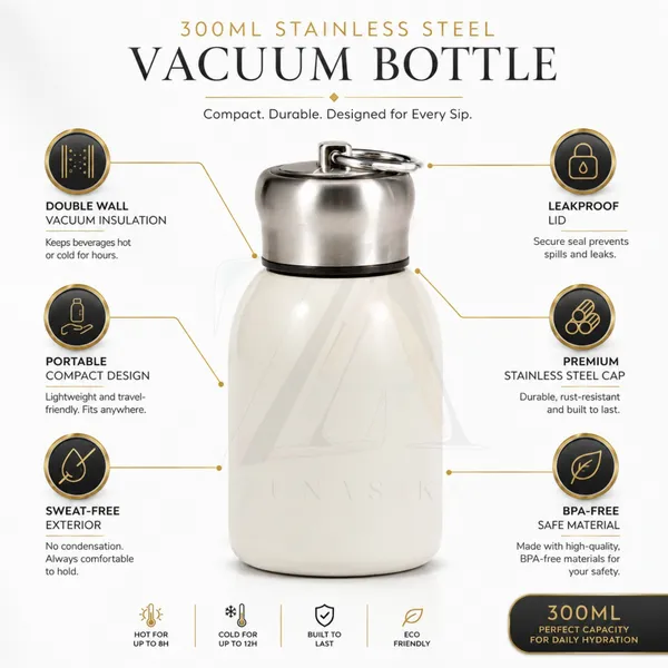 300ml_Insulated_Stainless_Steel_Water_Bottle_|_Hot_&_Cold_Vacuum_Flask_|_Leakproof_Travel_Bottle_for_Office,_Gym,_Car,_Women_&_Girls_Gift_(300ml,_Off-White)