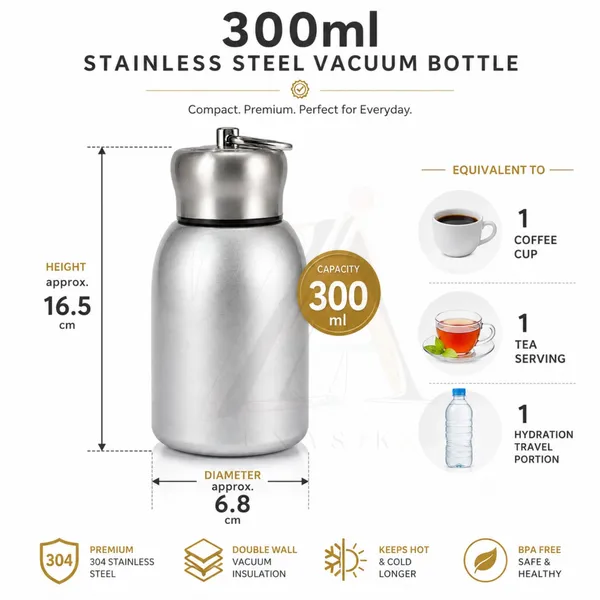 300ml_Insulated_Stainless_Steel_Water_Bottle_|_Hot_&_Cold_Vacuum_Flask_|_Leakproof_Travel_Bottle_for_Office,_Gym,_Car,_Women_&_Girls_Gift_(300ml,_Silver)