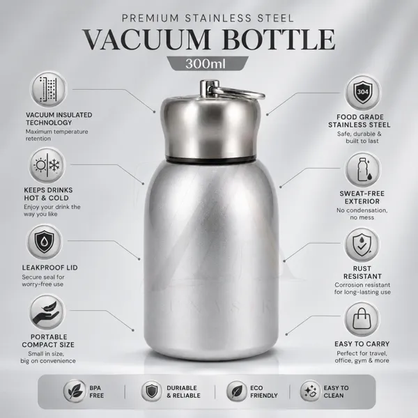 300ml_Insulated_Stainless_Steel_Water_Bottle_|_Hot_&_Cold_Vacuum_Flask_|_Leakproof_Travel_Bottle_for_Office,_Gym,_Car,_Women_&_Girls_Gift_(300ml,_Silver)