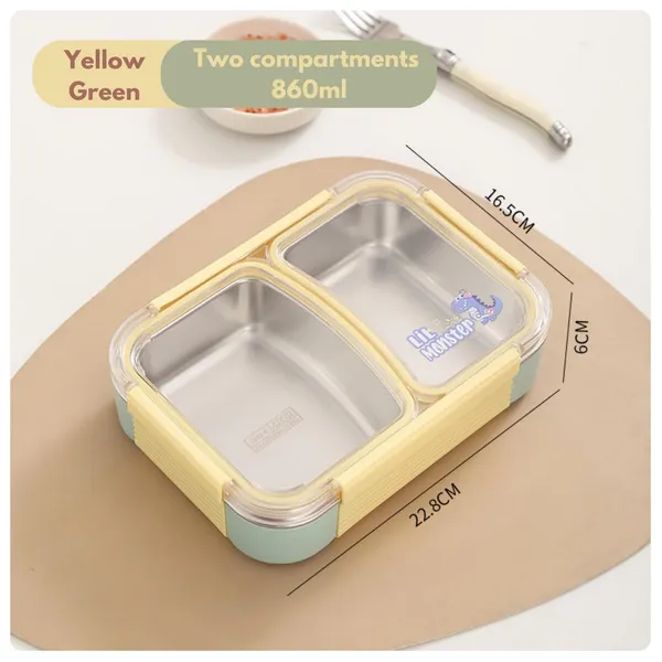 Yellow_Stainless_Steel_Premium_2_Compartments_Lunch_Box