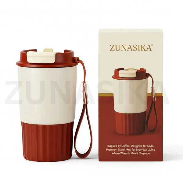 Maroon_And_White_Insulated_With_Lid_And_Strap_Travel_Coffee_Mug