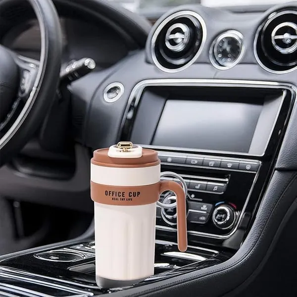 White_And_Beige_Stainless_Steel_Insulated_With_Handle_Coffee_Mug