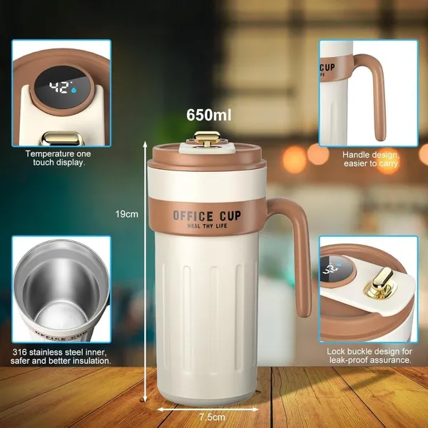 White_And_Beige_Stainless_Steel_Insulated_With_Handle_Coffee_Mug