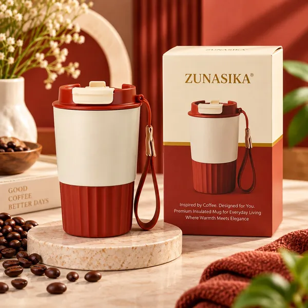 Maroon_And_White_Insulated_With_Lid_And_Strap_Travel_Coffee_Mug