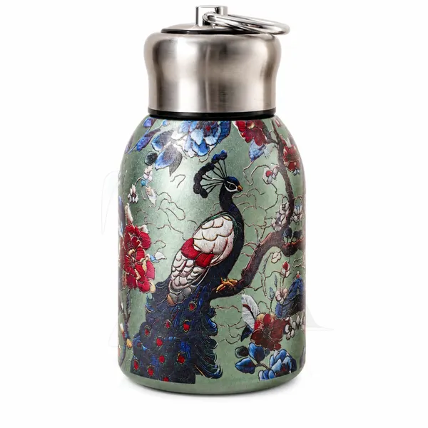 Premium_Butterfly_Print_300ml_Insulated_Stainless_Steel_Water_Bottle_|_Hot_&_Cold_Vacuum_Flask_|_Leakproof_Travel_Bottle_for_Office,_Gym,_Car,_Women_&_Girls_Gift_(300ml,_Green_Peacock)