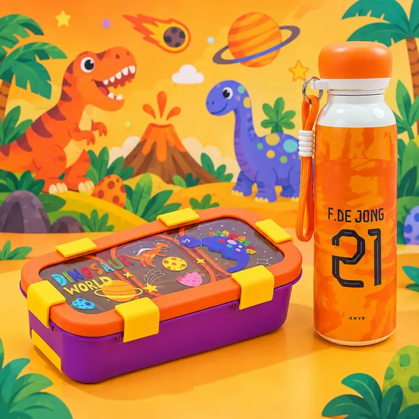 ZUNASIKA_Kids_Lunch_Box_&_Water_Bottle_Combo_Set,_500ml_3_Compartment_Lunch_Box_with_750ml_Water_Bottle,_School_Tiffin_Box_Set_for_Girls_&_Boys,_Unicorn_Design