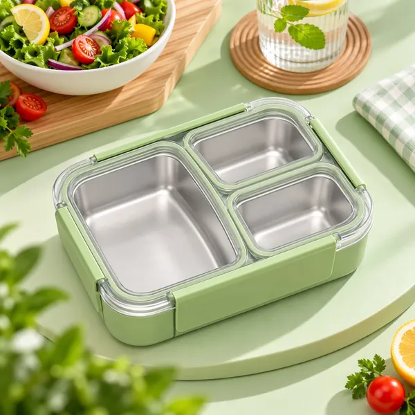 Green_Stainless_Steel_Compartment_Lunch_Box
