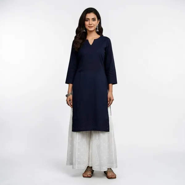 Women'S_Cotton_Kali_Sharara_With_Lucknowi_Handwork_Chikankari