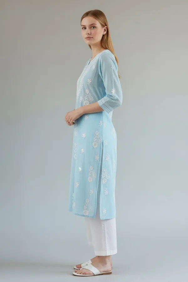 Women's_Kota_Fabric_lucknavi_Rich_Hand_Chikankari_Straight_kurti_,_paired_with_Stretchable_and_breathable_chikankari_Lycra-Cotton_Pant