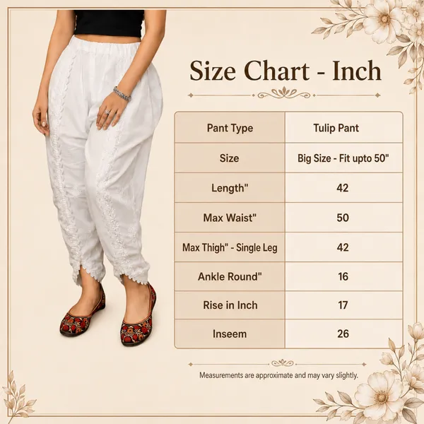 Women’s_Cotton_Fabric_Lucknowi_Hand_Chikankari_Work_Tulip_Pant_with_Lacework_|_Ethnic_Dhoti_Style_Bottom_Wear_|_Elastic_Waist_Comfortable_Palazzo_Pant_|_Big_Size_Fit_Up_to_4XL_White