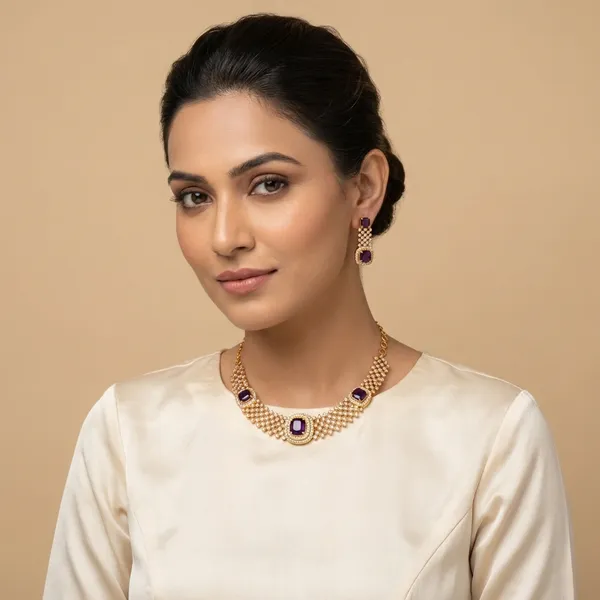 Elegant_purple_Stone_Studded_Gold_Toned_Necklace_Set_With_Matching_Earrings