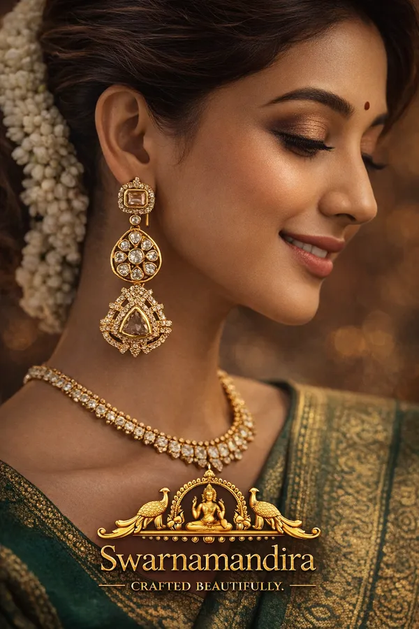 Elegant_Gold_Plated_Triple_Tier_Drop_Earrings_With_Gemstones