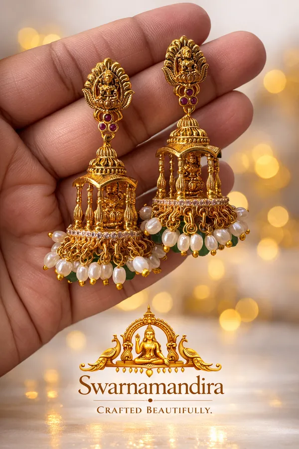 Traditional_Gold_Toned_Temple_Jhumka_Earrings_With_Pearl_Drops