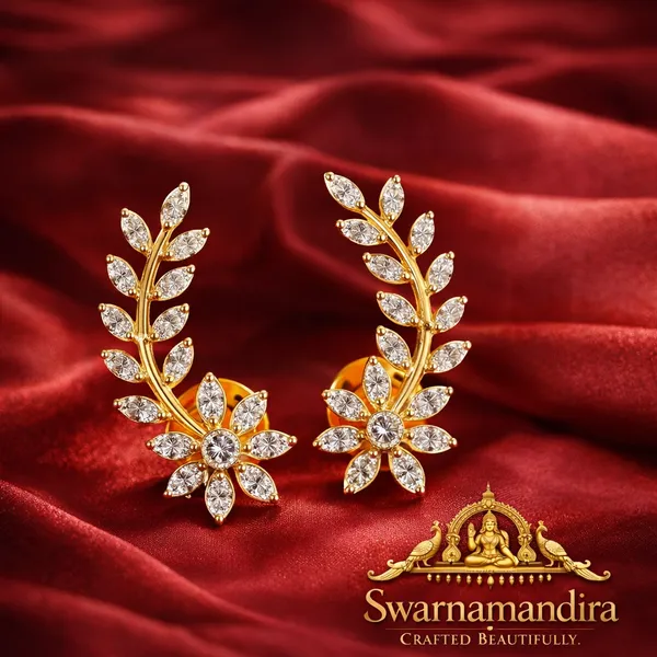 Elegant_Floral_Diamond_Ear_Cuffs_In_Gold_Swarnamandira