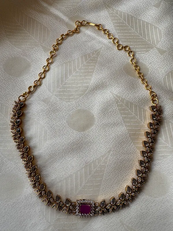 Purple_Stone_Two_Tone_Ethnic_Necklace_And_Earrings_Set