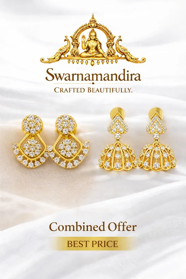 Elegant_Gold_Toned_Diamond_Studded_Drop_Earrings_And_Gold_Toned_Floral_Jhumka_Earrings_With_White_Stone_Embellishments_Pack_Of_2