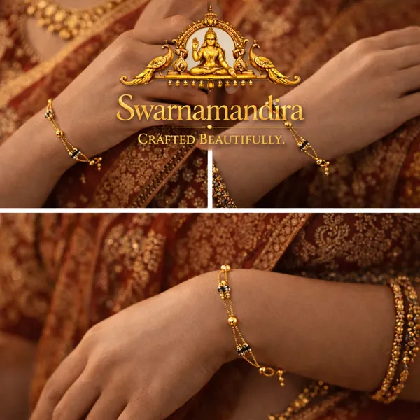 Gold_Plated_Multi_Strand_Bracelet_With_Black_Beads