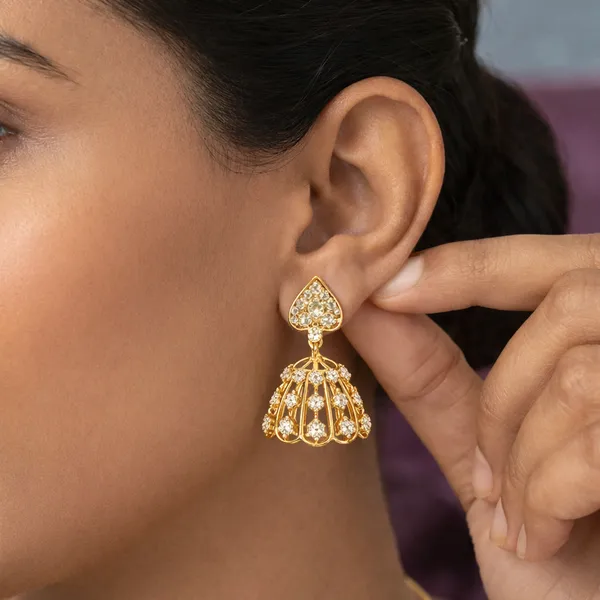 Gold_Toned_Floral_Jhumka_Earrings_With_White_Stone_Embellishments
