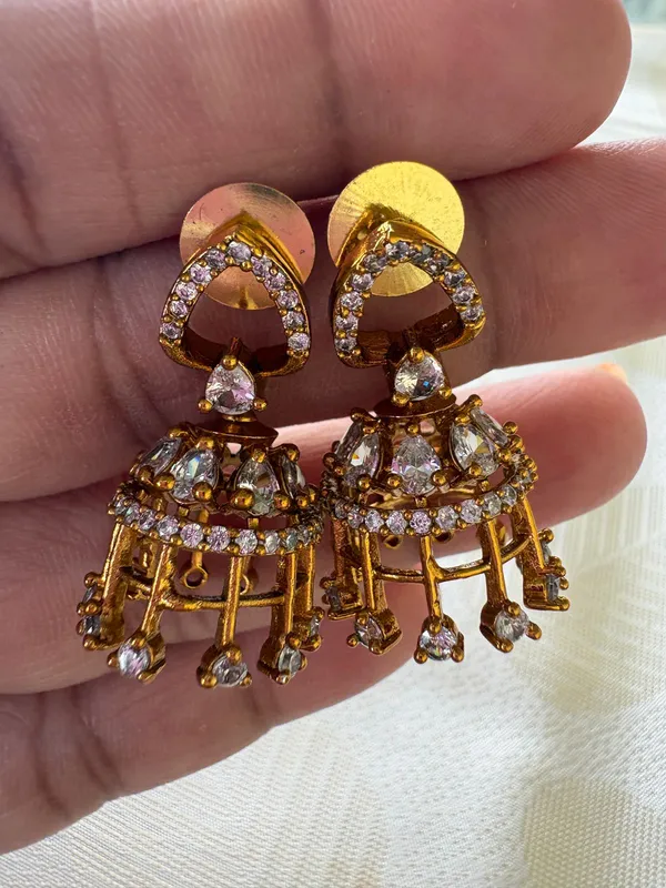 Gold_Toned_Jhumka_Earrings_With_Heart_Motif_And_Crystal_Embellishments