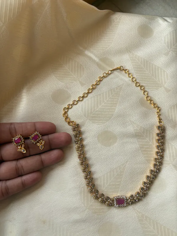 Purple_Stone_Two_Tone_Ethnic_Necklace_And_Earrings_Set