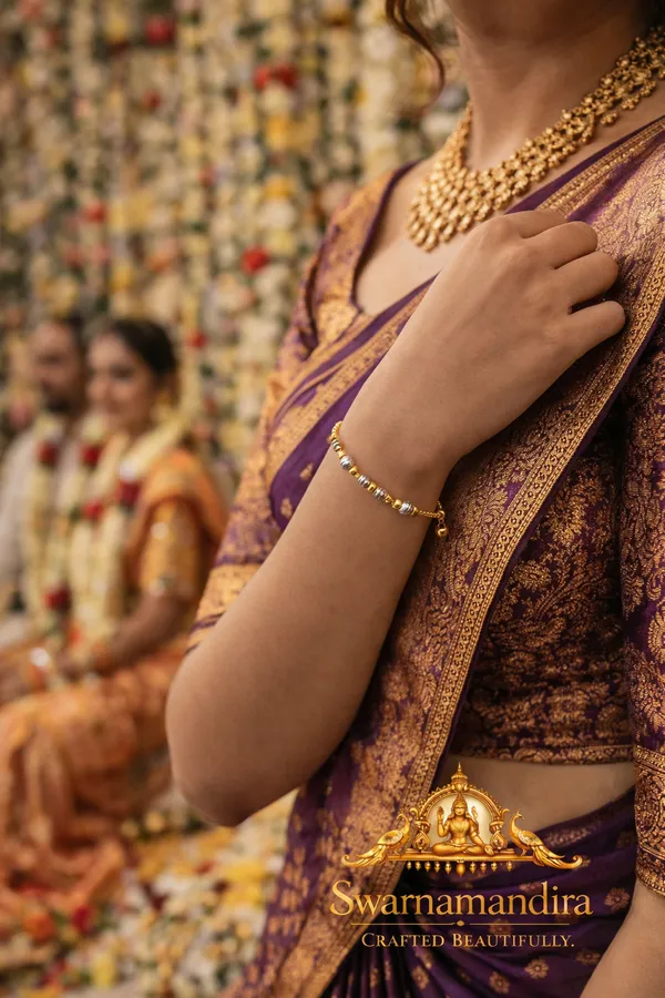 Swarnamandira_Dual-Tone_Silver_Bead_Gold_Bracelet