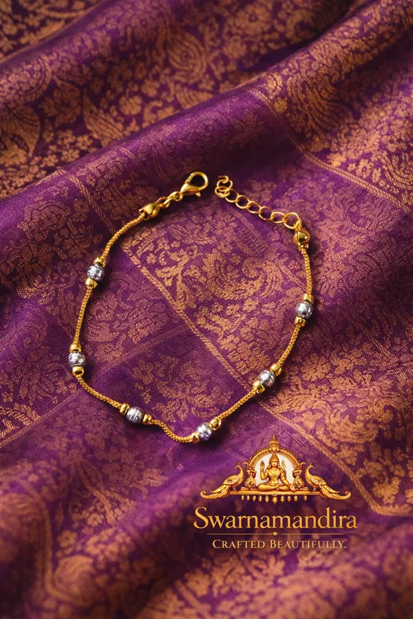 Swarnamandira_Dual-Tone_Silver_Bead_Gold_Bracelet