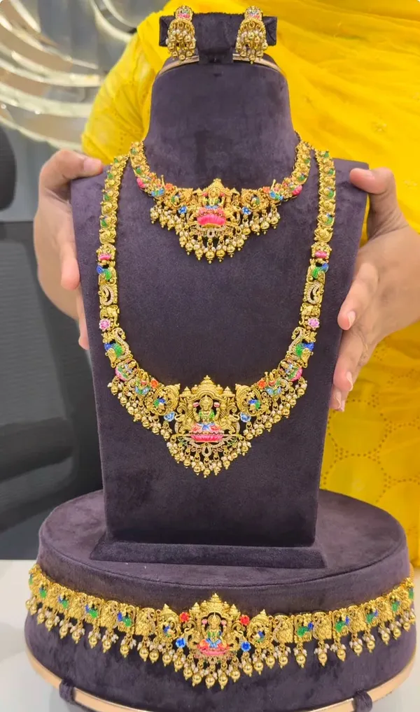 Meenakari_Design_Premium_Antique_Temple_Jewellery_Combo_Set