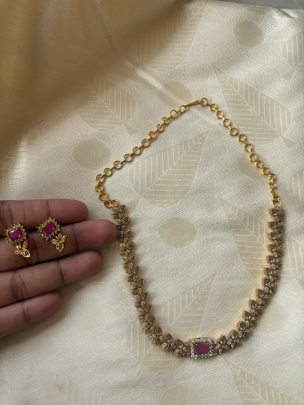 Purple_Stone_Two_Tone_Ethnic_Necklace_And_Earrings_Set