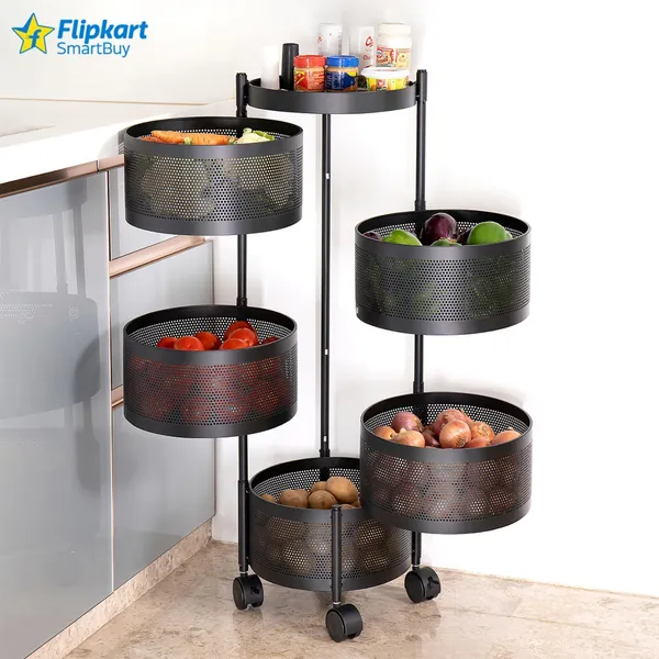 Black_Iron_5_Layer_Round_Kitchen_Trolley_Storage_Rack_Square_Design_Fruits_And_Vegetable_Basket_Iron_Kitchen_Trolley