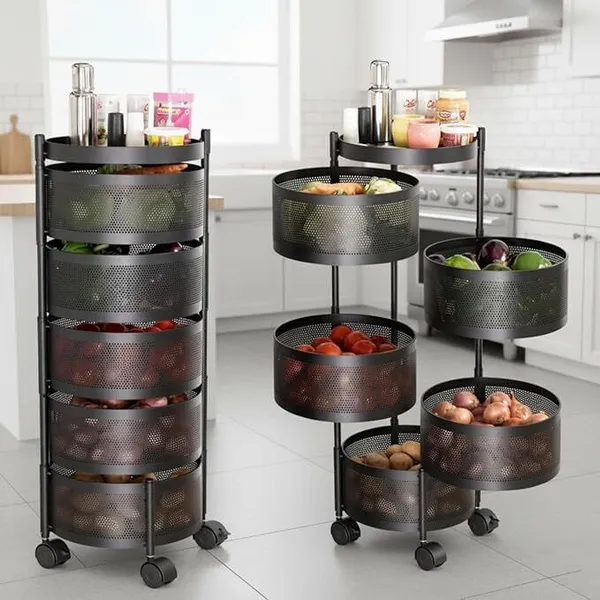 Black_Stainless_Steel_5Layer_Multipurpose_Kitchen_Rotating_Trolley_Vegetable_Storage_Rack_Cabinet_Kitchen_Trolley