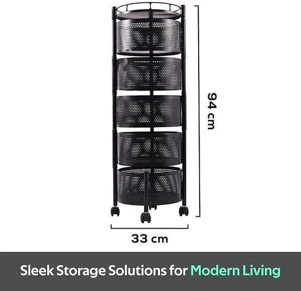 Black_Stainless_Steel_5Layer_Multipurpose_Kitchen_Rotating_Trolley_Vegetable_Storage_Rack_Cabinet_Kitchen_Trolley