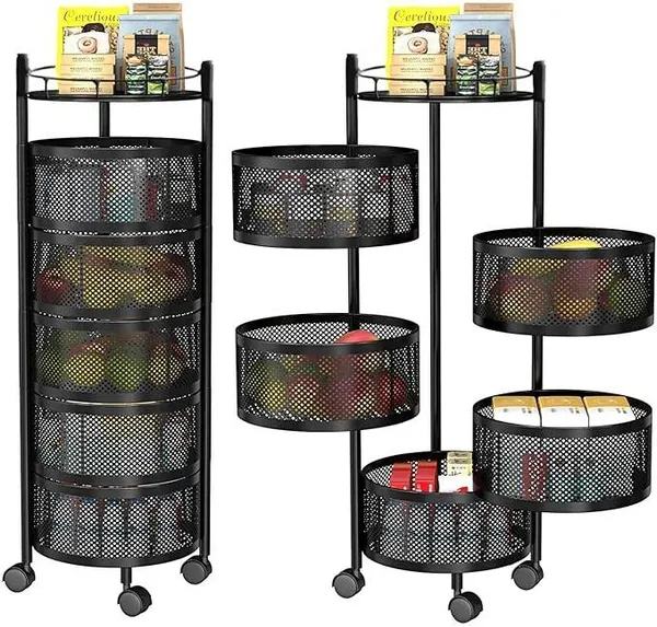 Black_Stainless_Steel_5Layer_Multipurpose_Kitchen_Rotating_Trolley_Vegetable_Storage_Rack_Cabinet_Kitchen_Trolley