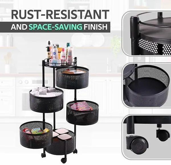Black_Stainless_Steel_5Layer_Multipurpose_Kitchen_Rotating_Trolley_Vegetable_Storage_Rack_Cabinet_Kitchen_Trolley