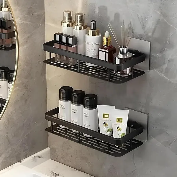 Black_Plastic_Self_Adhesive_Multipurpose_Wall_Mounted_Bathroom_Organiser_Wall_Shelf_Wall_Shelf