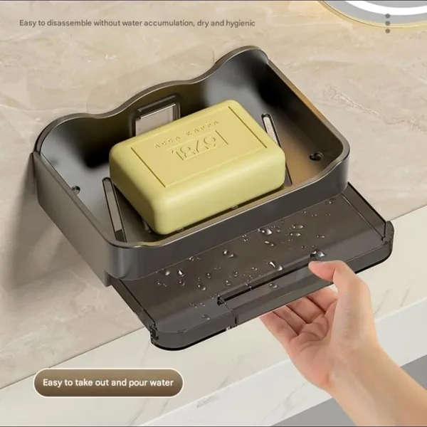 Black_Plastic_Soap_Dish_With_Drainage_Box_And_Lid_Soap_Holder_Wall_Mounted_Double_Grid_Wall_Shelf