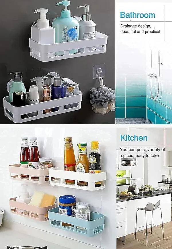 White_Plastic_Wall_Mount_Bathroom_Soap_Dish_And_Shelf_For_Home_And_Kitchen._Adhesive_Without_Drill_Wall_Shelf