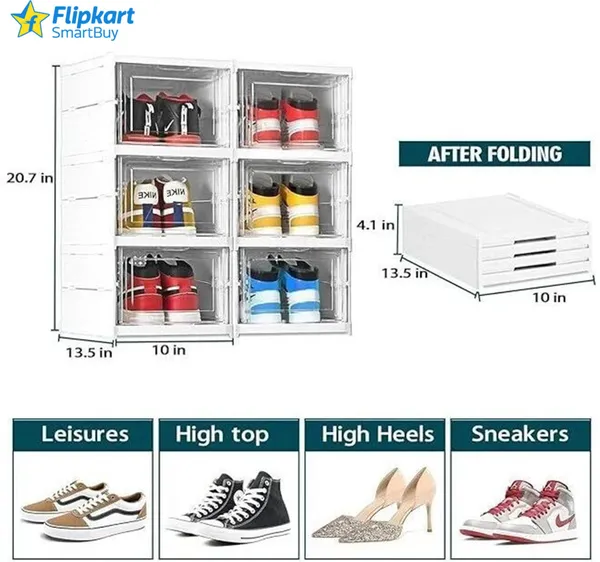 White_Plastic_Multipurpose_3_Tier_Foldable_Storage_Cabinet_Shoe_Organizer_Space_Saving_Rack_Collapsible_Shoe_Stand