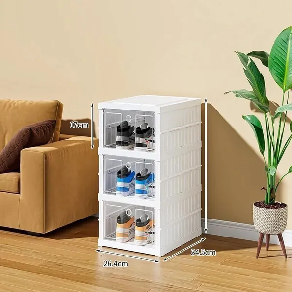 White_Plastic_Multipurpose_3_Tier_Foldable_Storage_Cabinet_Shoe_Organizer_Space_Saving_Rack_Collapsible_Shoe_Stand