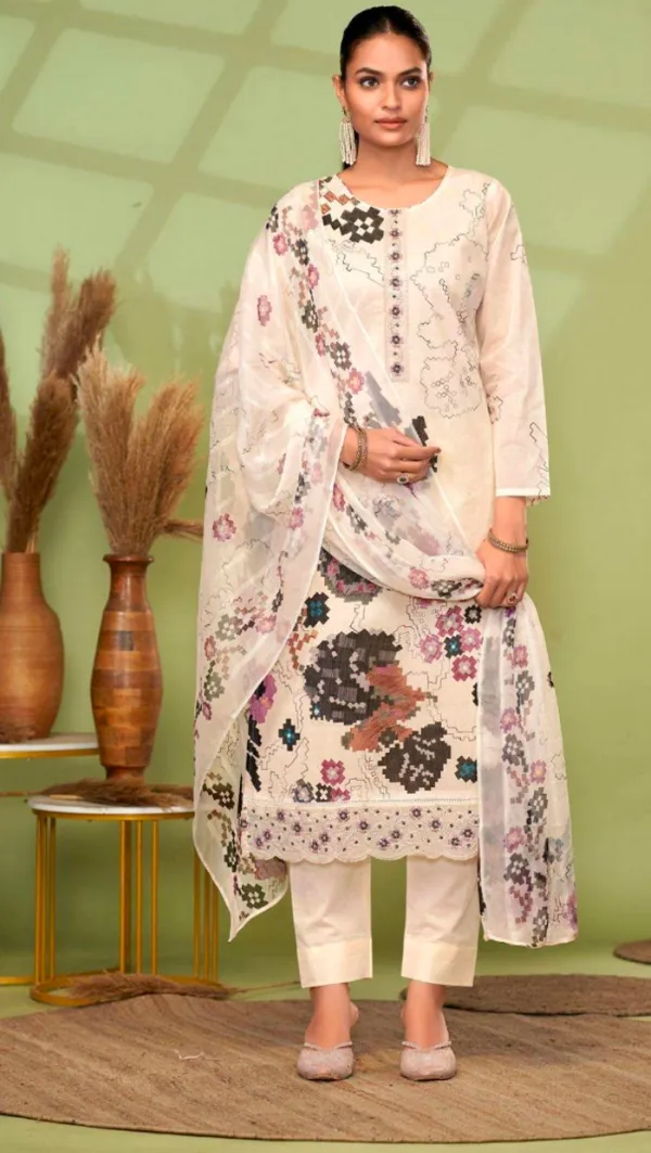Women'S_Ethnic_Wear_-_White_Embroidered_Kurta_Set_With_Floral_Print_Dupatta