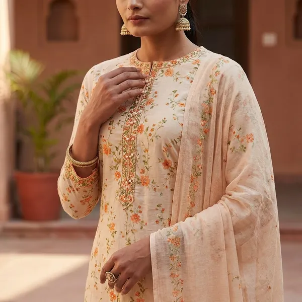 Peach_Floral_Embroidered_Salwar_Suit_Set_With_Dupatta