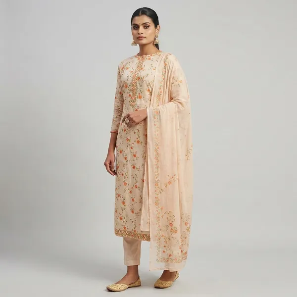 Peach_Floral_Embroidered_Salwar_Suit_Set_With_Dupatta